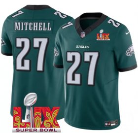 Men\'s Philadelphia Eagles #27 Quinyon Mitchell Green 2025 Super Bowl LIX Patch New F.U.S.E. Vapor Untouchable Limited Stitched Football Jersey