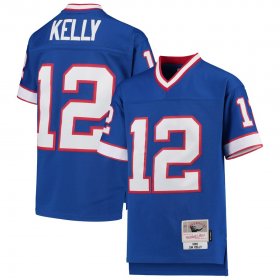 Wholesale Cheap Youth Buffalo Bills #12 Jim Kelly Mitchell & Ness Royal 1990 Legacy Retired Player Jersey