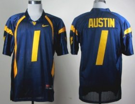 Wholesale Cheap West Virginia Mountaineers #1 Tavon Austin Navy Blue Jersey