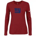 Wholesale Cheap Women's Nike New York Giants Of The City Long Sleeve Tri-Blend NFL T-Shirt Red-2