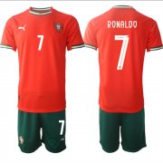 Cheap Men's Portugal Team #7 Ronaldo 2025 Red Home Soccer Jersey Suit