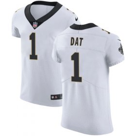 Wholesale Cheap Nike Saints #1 Who Dat White Men\'s Stitched NFL Vapor Untouchable Elite Jersey