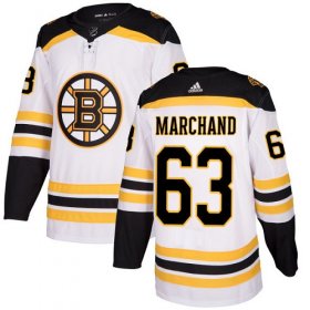 Wholesale Cheap Adidas Bruins #63 Brad Marchand White Road Authentic Youth Stitched NHL Jersey