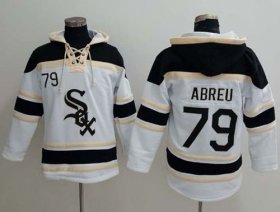 Wholesale Cheap White Sox #79 Jose Abreu White Sawyer Hooded Sweatshirt MLB Hoodie