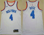 Wholesale Cheap Men's New York Knicks #4 Derrick Rose White NEW 2021 Nike Swingman Stitched Jersey