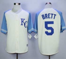 Wholesale Cheap Royals #5 George Brett Cream Exclusive Vintage Stitched MLB Jersey