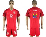 Wholesale Cheap USA #12 Guzan Red Rainbow Soccer Country Jersey