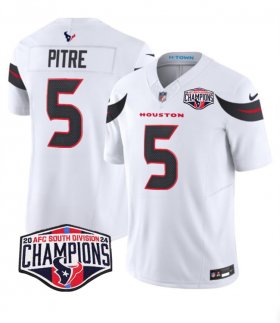 Cheap Men\'s Houston Texans #5 Jalen Pitre White F.U.S.E. 2024 AFC South Division Champions Vapor Limited Stitched Football Jersey