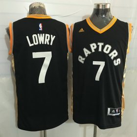 Wholesale Cheap Men\'s Toronto Raptors #7 Kyle Lowry Black With Gold New NBA Rev 30 Swingman Jersey