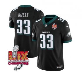 Cheap Men\'s Philadelphia Eagles #33 Cooper DeJean Black 2025 Eagles Logo Super Bowl LIX Patch New F.U.S.E. Vapor Untouchable Limited Football Stitched Jersey