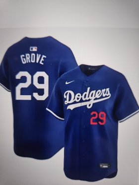 Men\'s Los Angeles Dodgers #29 Michael Grove Blue Stitched Baseball Jersey