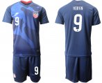 Wholesale Cheap Men 2020-2021 Season National team United States away blue 9 Soccer Jersey