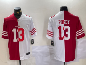 Men\'s San Francisco 49ers #13 Brock Purdy Red White Split Vapor Limited Stitched Jersey