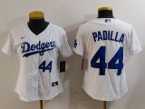 Women's Los Angeles Dodgers #44 Vicente Padilla Number White Cool Base Stitched Jerseys