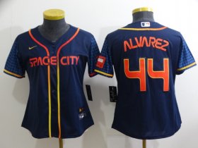 Wholesale Cheap Women\'s Houston Astros #44 Yordan Alvarez 2022 Navy Blue City Connect Cool Base Stitched Jersey