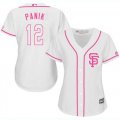 Wholesale Cheap Giants #12 Joe Panik White/Pink Fashion Women's Stitched MLB Jersey