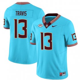 Men\'s Florida State Seminoles #13 Jordan Travis Teal Stitched Jersey