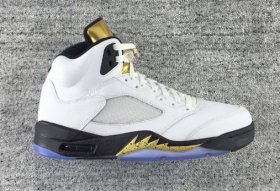 Wholesale Cheap Air Jordan 5 Olympic White/Metallic Gold-Black