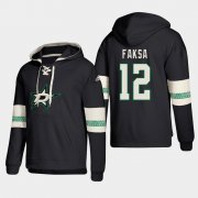 Wholesale Cheap Dallas Stars #12 Radek Faksa Black adidas Lace-Up Pullover Hoodie