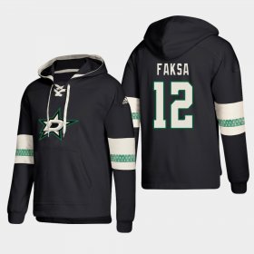 Wholesale Cheap Dallas Stars #12 Radek Faksa Black adidas Lace-Up Pullover Hoodie