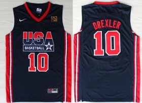 Wholesale Cheap 1992 Olympics Team USA #10 Clyde Drexler Navy Blue Swingman Jersey