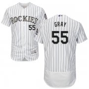 Wholesale Cheap Rockies #55 Jon Gray White Strip Flexbase Authentic Collection Stitched MLB Jersey