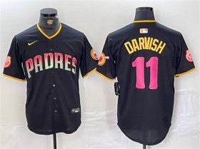 Wholesale Cheap Men\'s San Diego Padres #11 Yu Darvish Black Cool Base Stitched Baseball Jersey