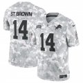 Men's Detroit Lions #14 Amon-Ra St. Brown 2024 Arctic Camo Salute To Service Limited Stitched Football Jersey