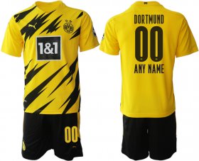 Wholesale Cheap Men 2020-2021 club Dortmund home customized yellow Soccer Jerseys