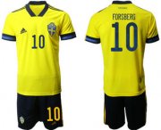 Wholesale Cheap Sweden 10 FORSBERG Home UEFA Euro 2020 Soccer Jersey