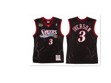 Wholesale Cheap Philadelphia 76ers #3 Allen Iverson Black 2000-2001 NBA Finals Patch Swingman Jersey