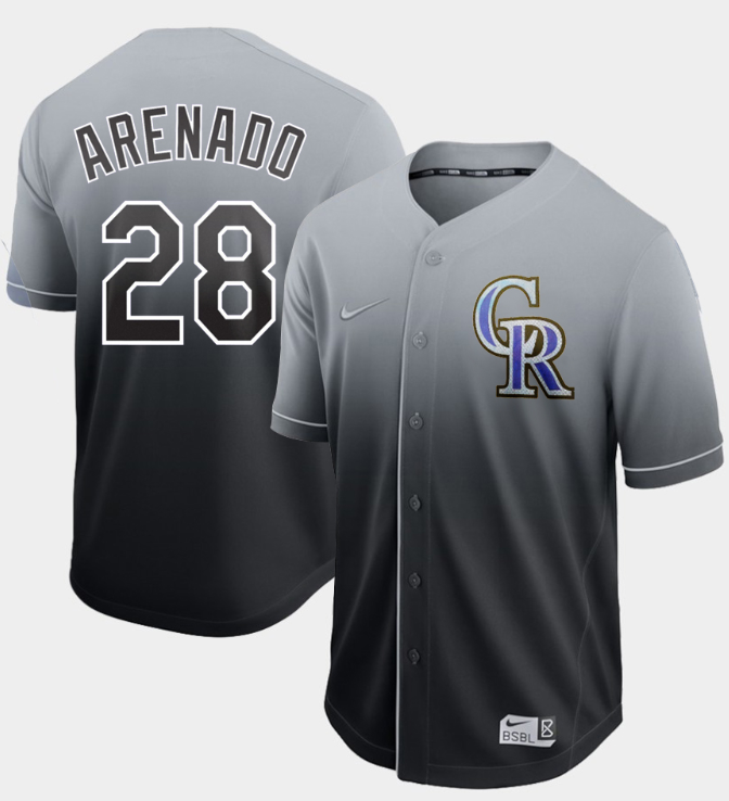 Wholesale Cheap Nike Rockies #28 Nolan Arenado Black Fade Authentic Stitched MLB Jersey